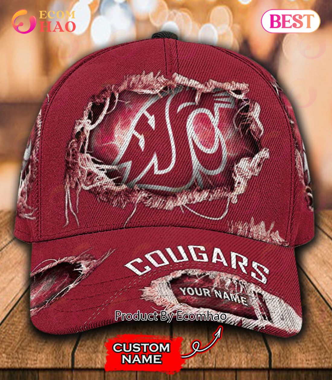 NCAA Washington State Cougars Cap Custom Name