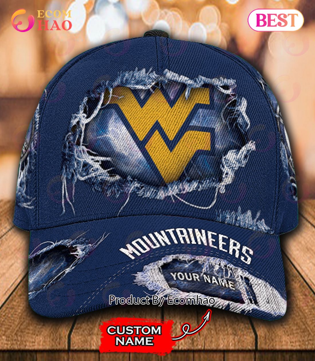 NCAA West Virginia Mountaineers Cap Custom Name