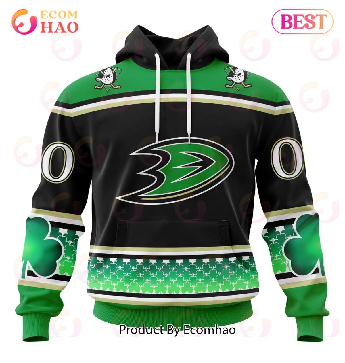 NHL Anaheim Ducks Specialized Unisex Kits Hockey Celebrate St Patrick’s Day 3D Hoodie