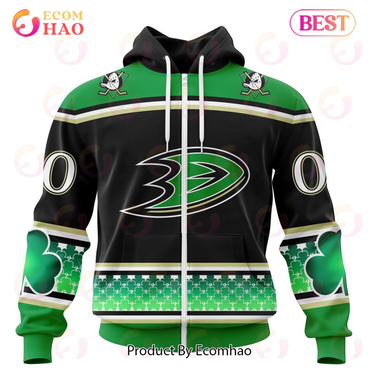 NHL Anaheim Ducks Specialized Unisex Kits Hockey Celebrate St Patrick’s Day 3D Hoodie