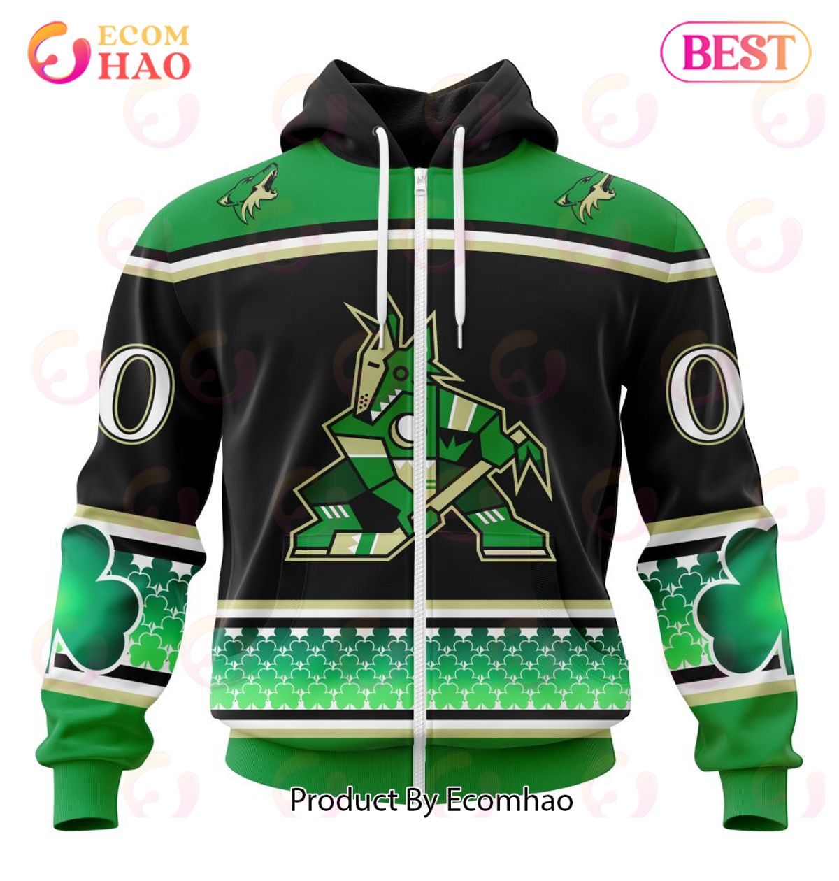 NHL Arizona Coyotes Specialized Unisex Kits Hockey Celebrate St Patrick’s Day 3D Hoodie