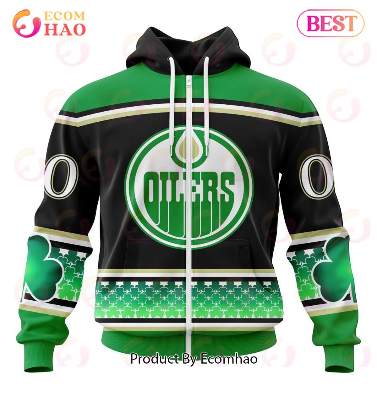 NHL Edmonton Oilers Specialized Unisex Kits Hockey Celebrate St Patrick’s Day 3D Hoodie