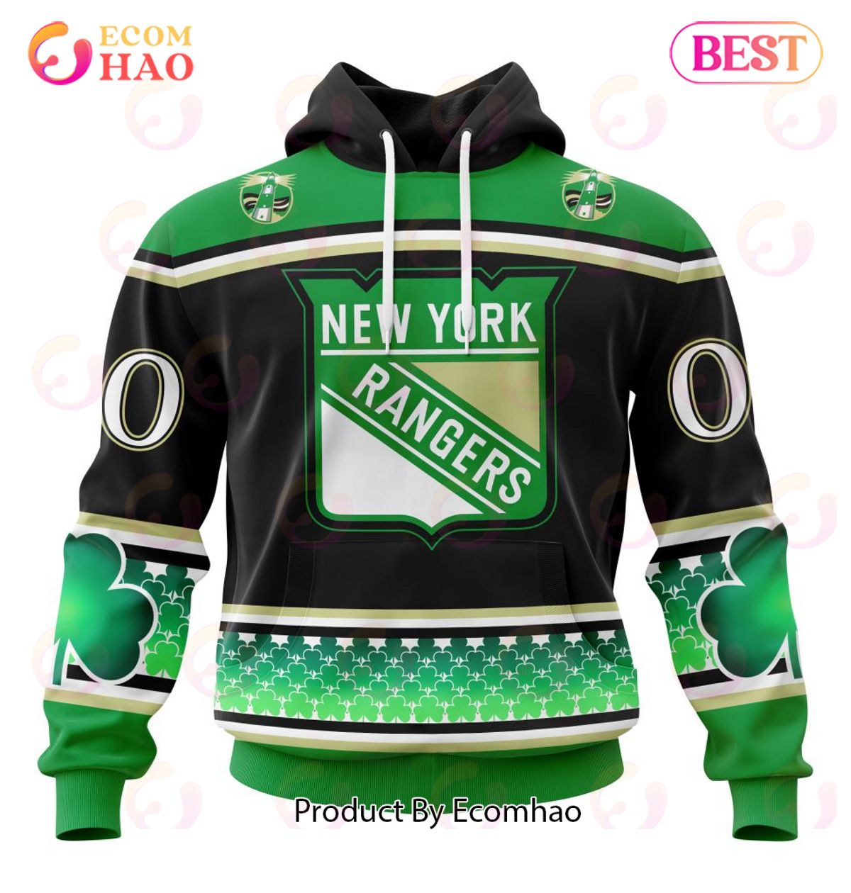 NHL New York Rangers Specialized Hockey Celebrate St Patrick’s Day 3D Hoodie