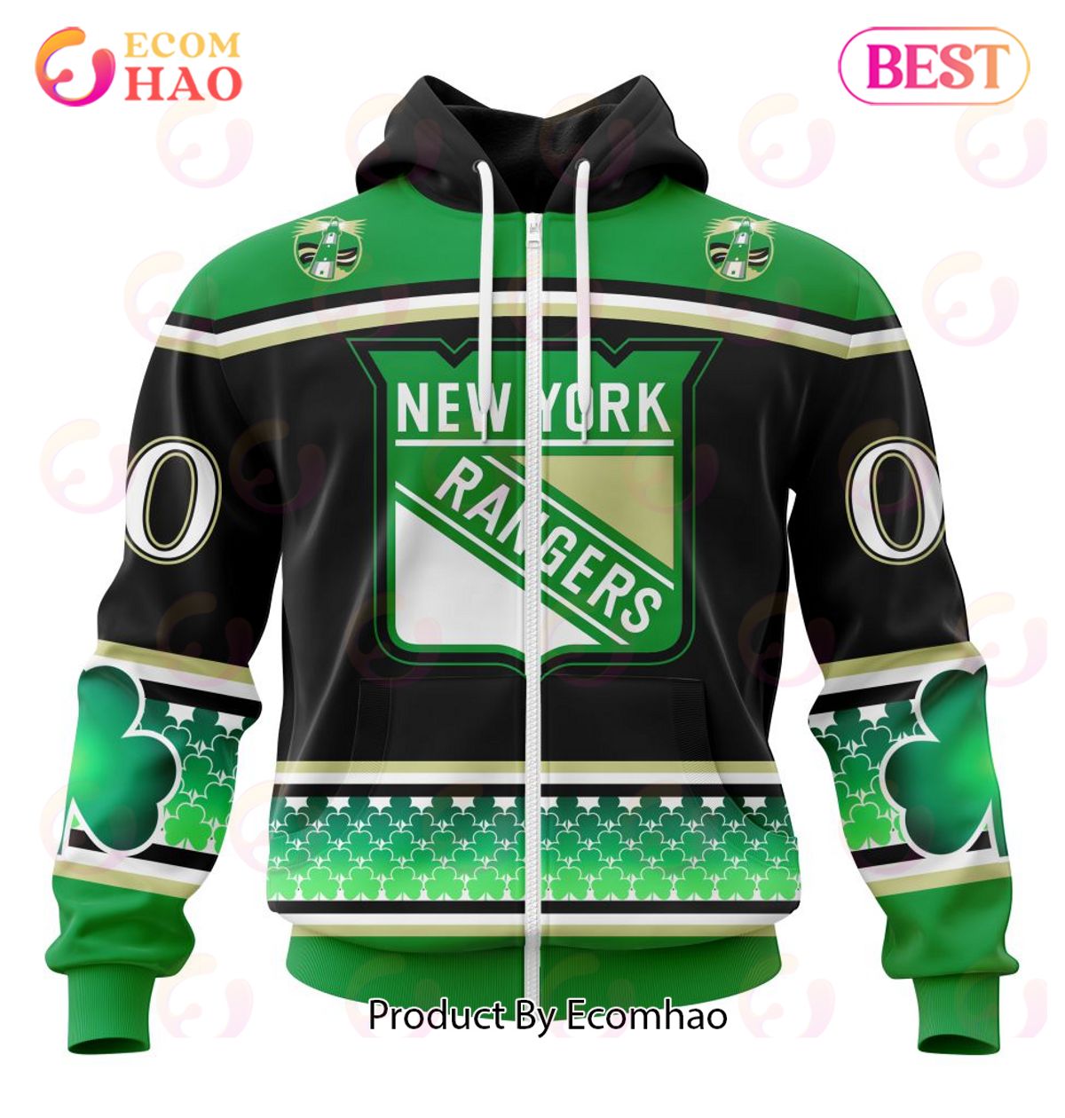 NHL New York Rangers Specialized Hockey Celebrate St Patrick’s Day 3D Hoodie