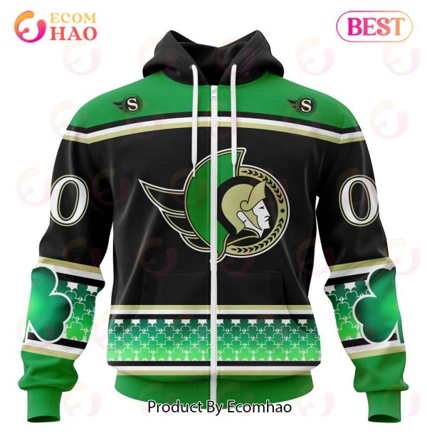 NHL Ottawa Senators Specialized Hockey Celebrate St Patrick’s Day 3D Hoodie