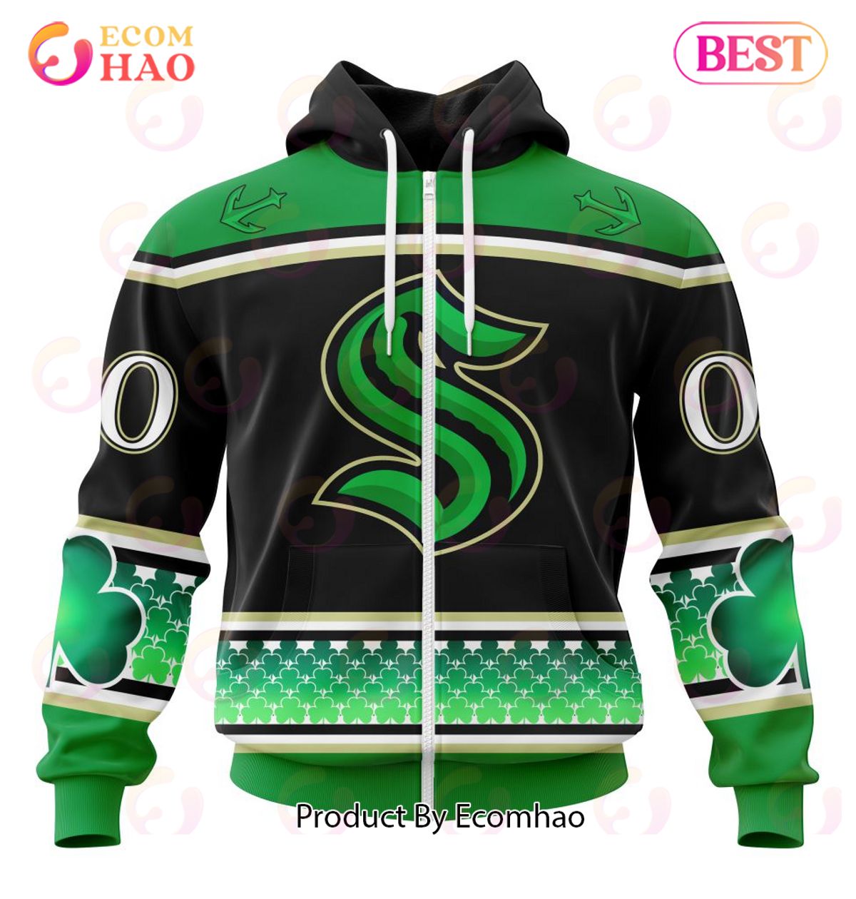 NHL Seattle Kraken Specialized Hockey Celebrate St Patrick’s Day 3D Hoodie