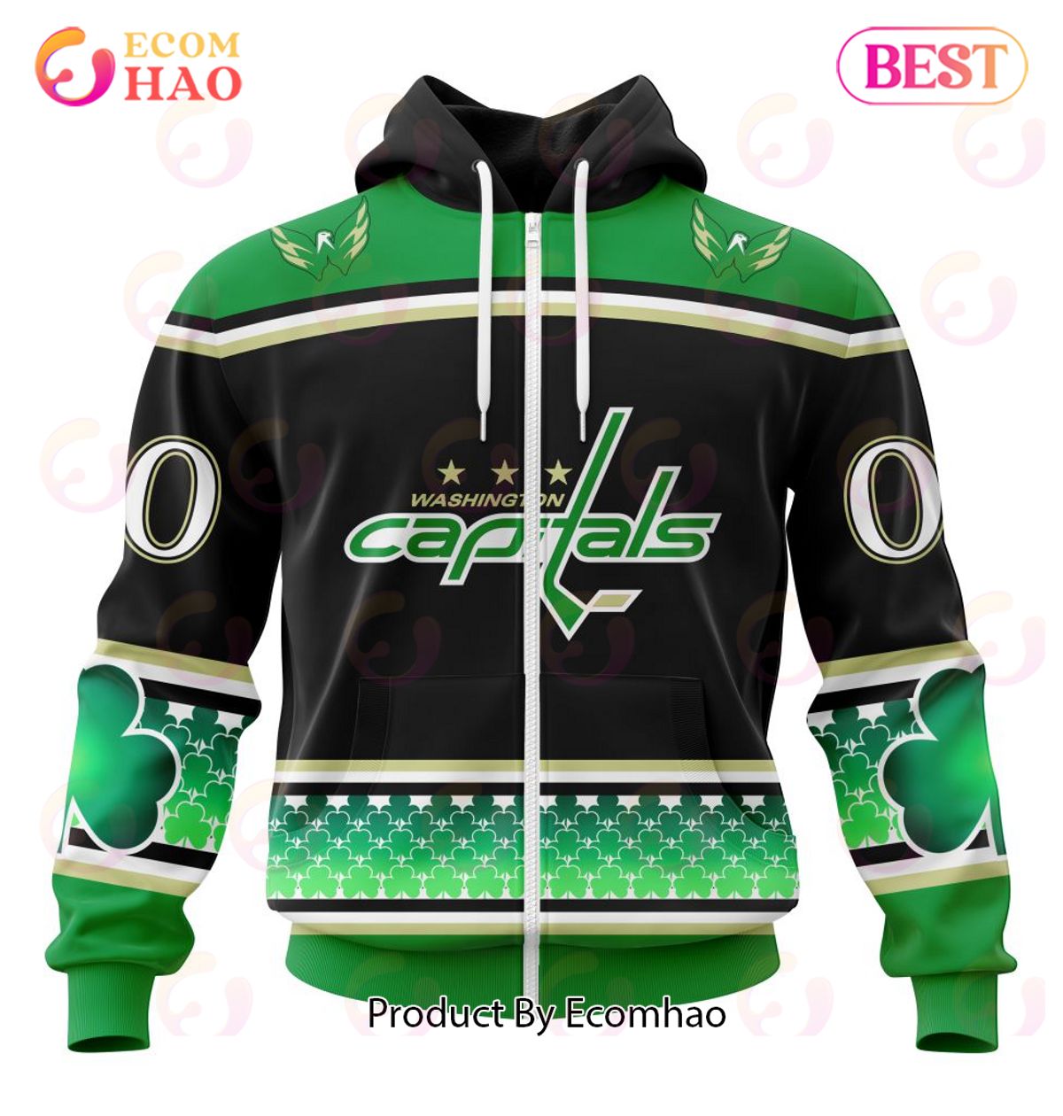 NHL Washington Unisex Kitsitals Specialized Hockey Celebrate St Patrick’s Day 3D Hoodie