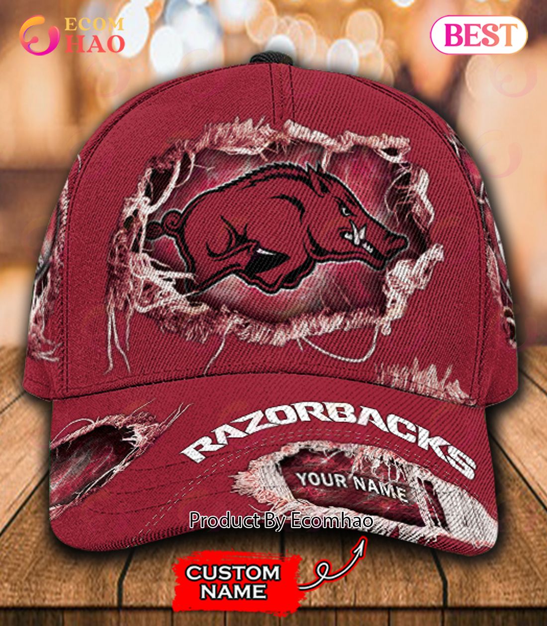 NCAA Arkansas Razorbacks Custom Name Classic Cap