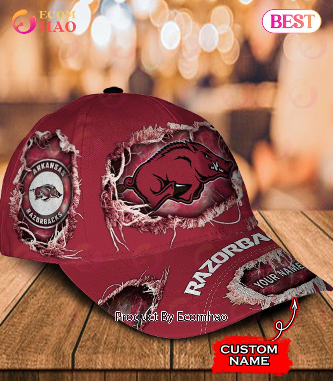 NCAA Arkansas Razorbacks Custom Name Classic Cap