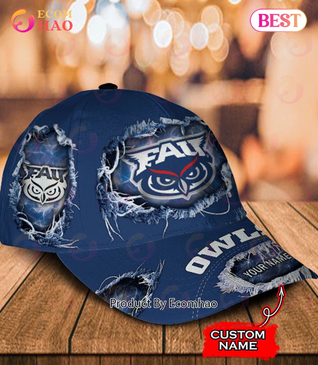 NCAA Florida Atlantic Owls Cap Custom Name