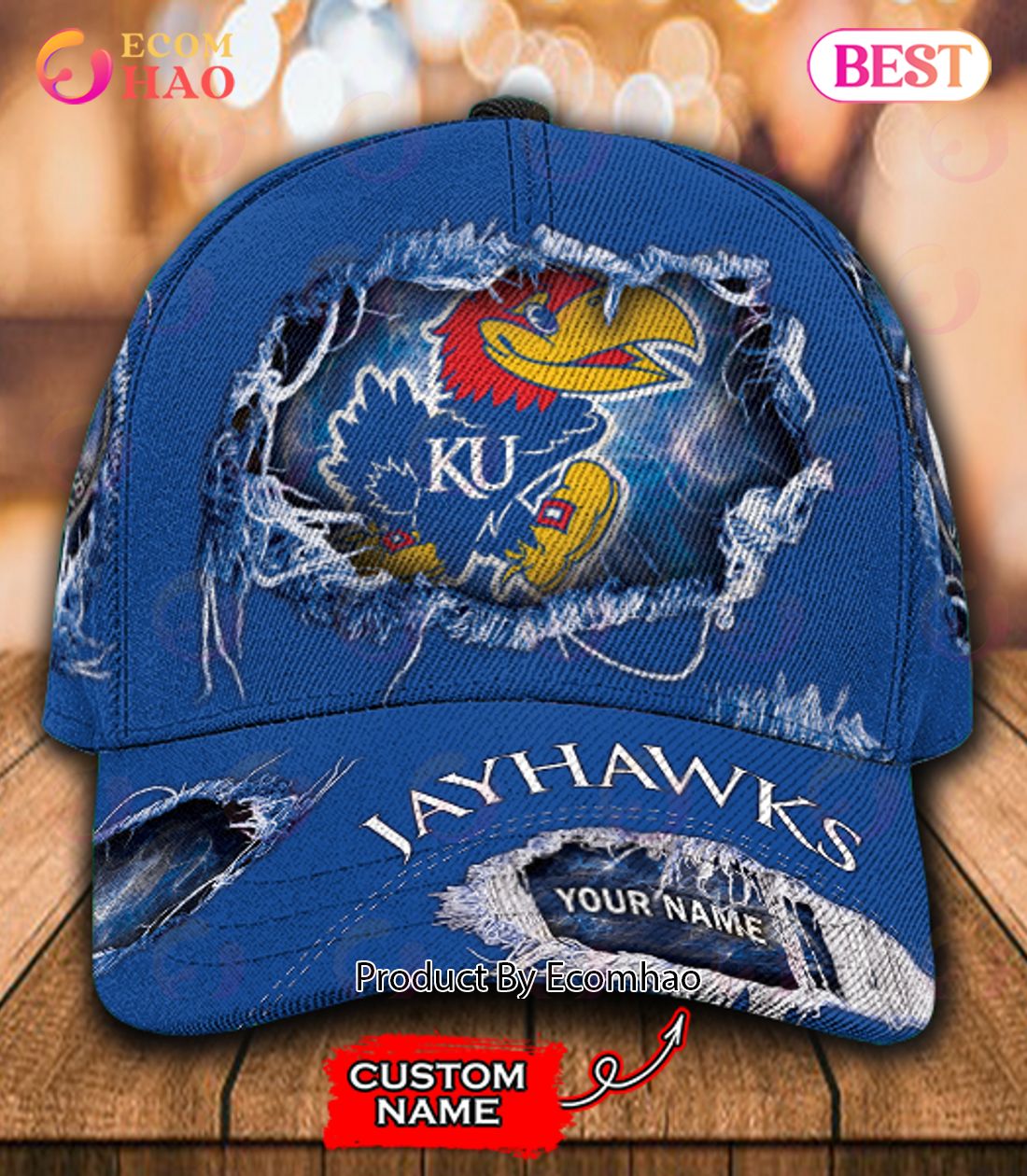 NCAA Kansas Jayhawks Custom Name Classic Cap