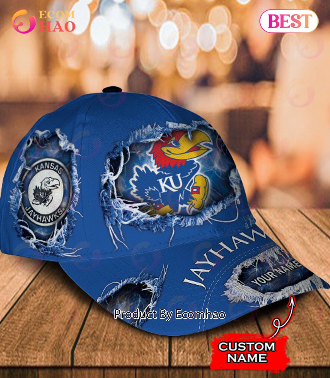 NCAA Kansas Jayhawks Custom Name Classic Cap