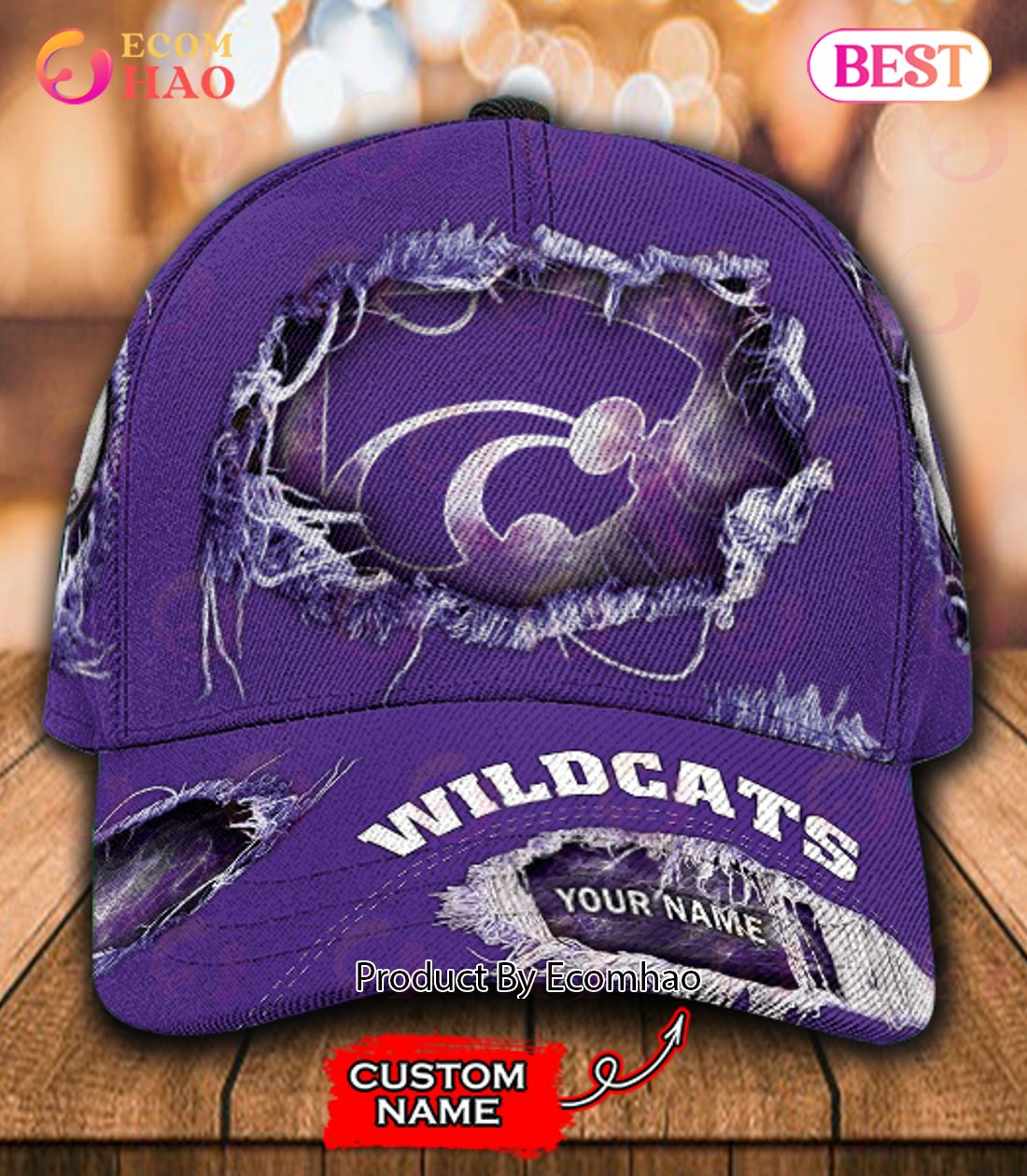 NCAA Kansas State Wildcats Custom Name Classic Cap