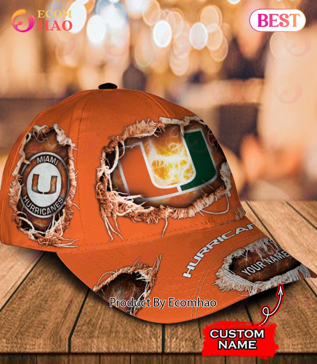 NCAA Miami Hurricanes Custom Name Classic Cap