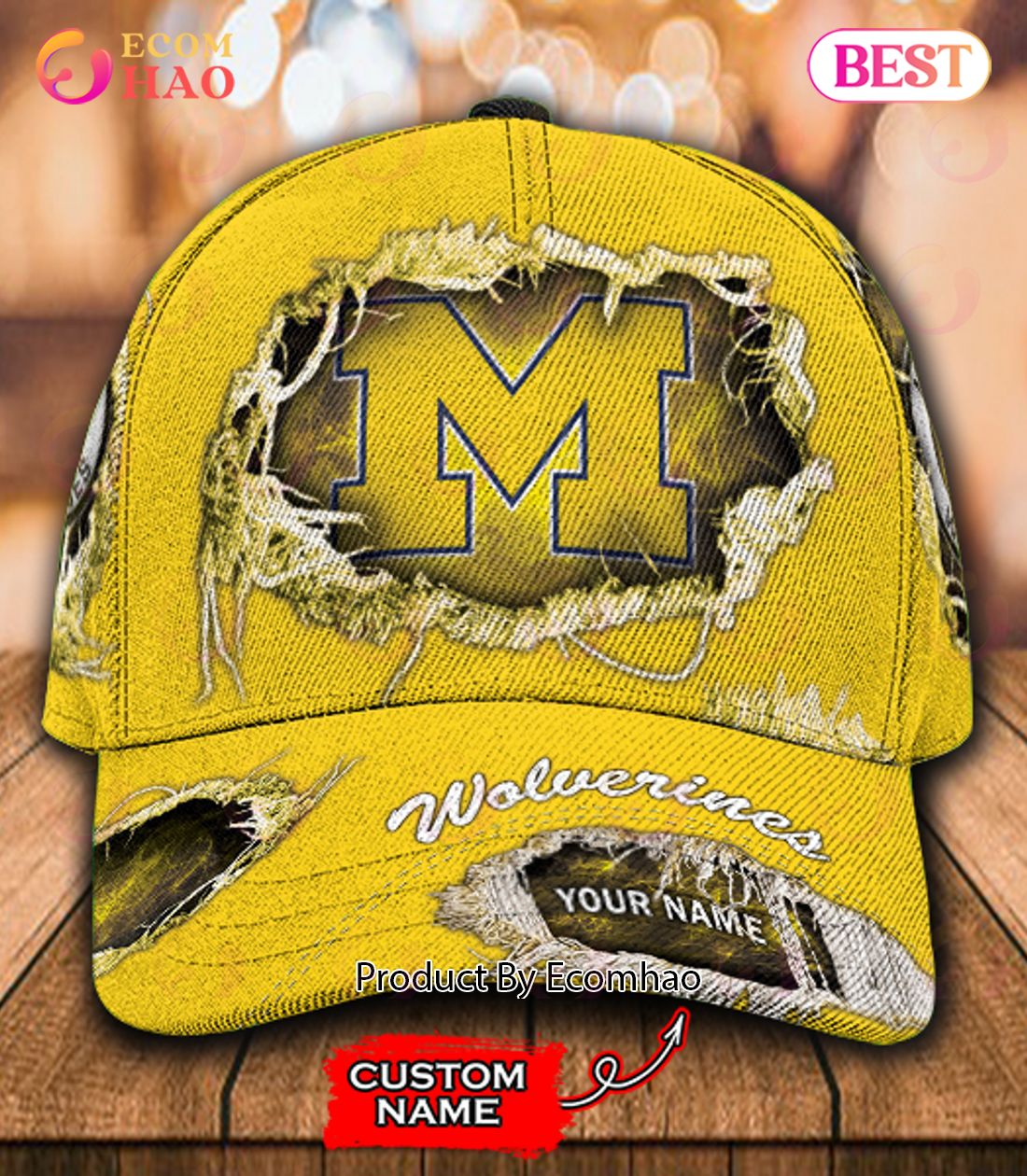 NCAA Michigan Wolverines Custom Name Classic Cap