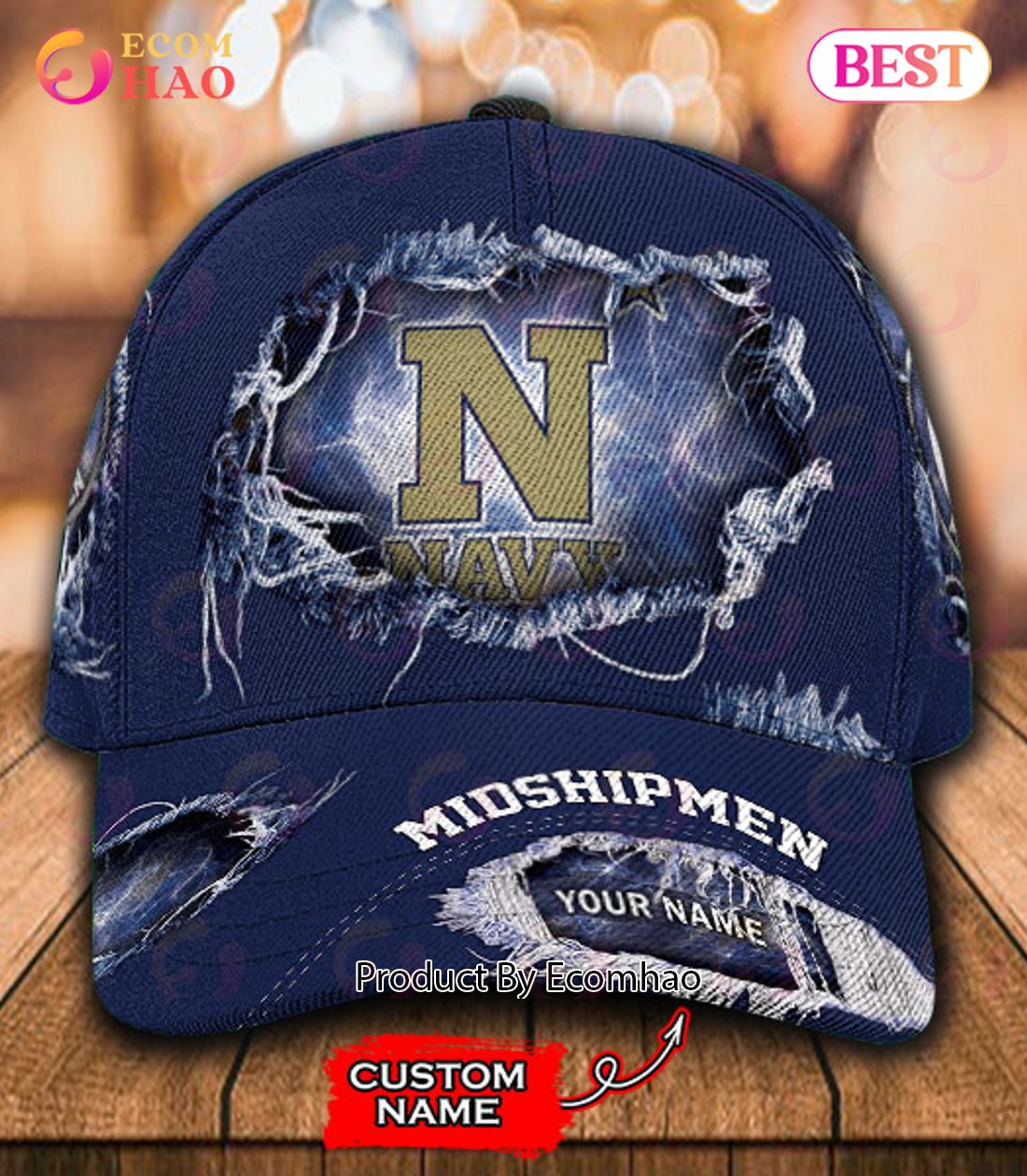 NCAA Navy Midshipmen Cap Custom Name