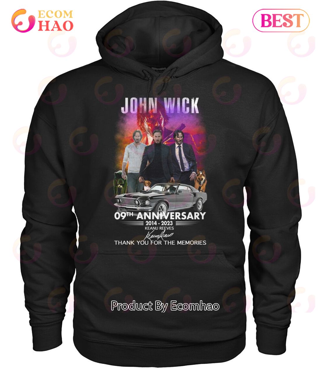 John Wick 09th Anniversary 2014 – 2023 Keanu Reeves Thank You For The Memories T-Shirt