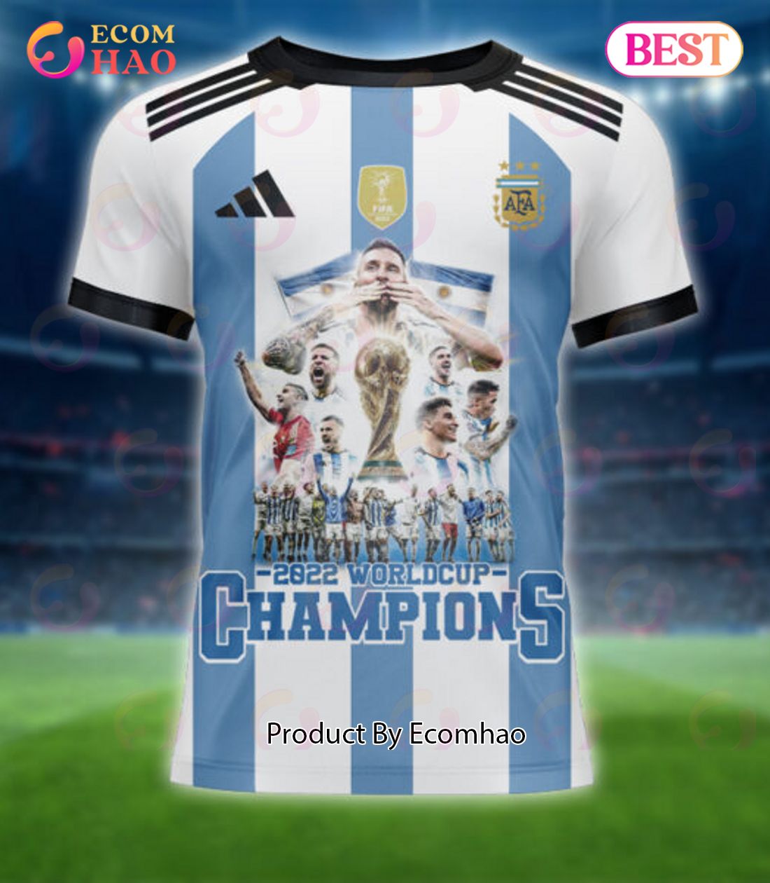 Argentina World Cup 3d Hoodie AFA Logo 3 Stars 3d Sweatshirt Messi