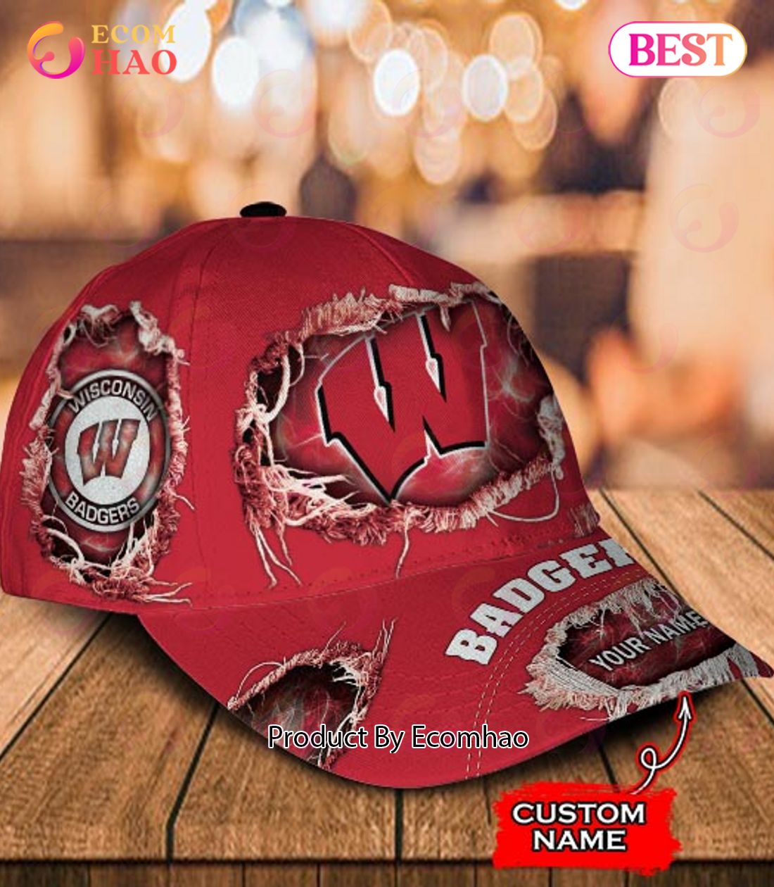 NCAA Wisconsin Badgers Custom Name Classic Cap