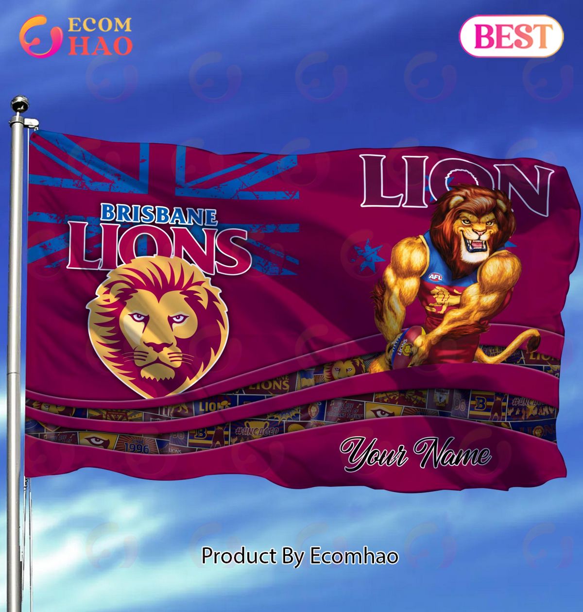 Brisbane Lions AFL Flag Custom Name