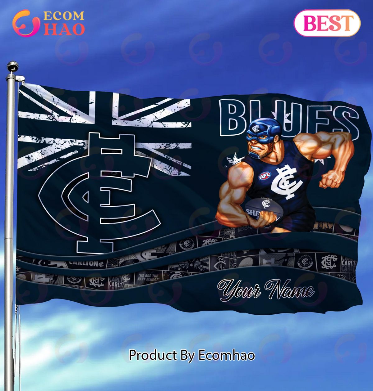 Carlton Blues AFL Flag Custom Name