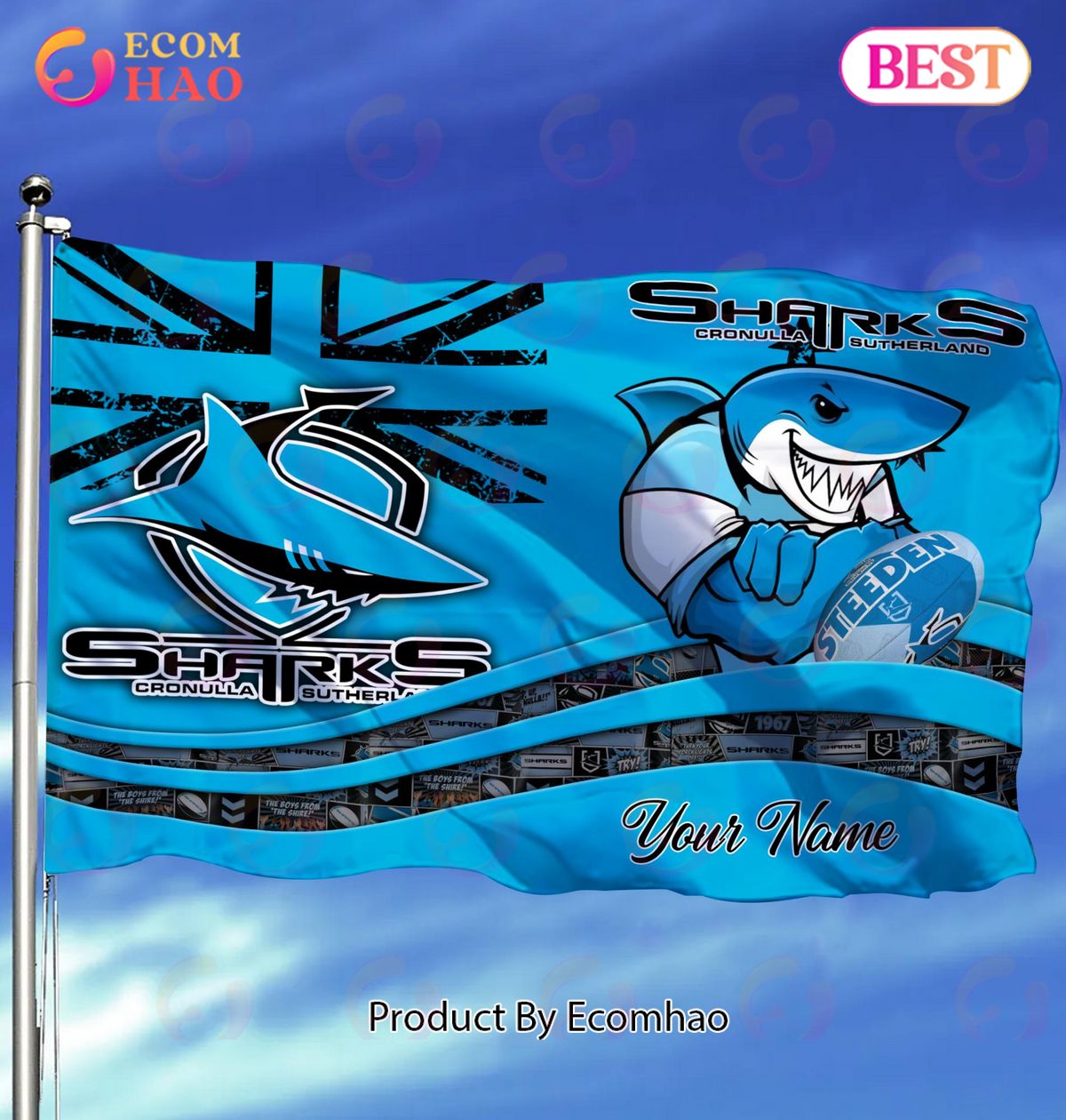 Cronulla Sharks NRL Flag Custom Name