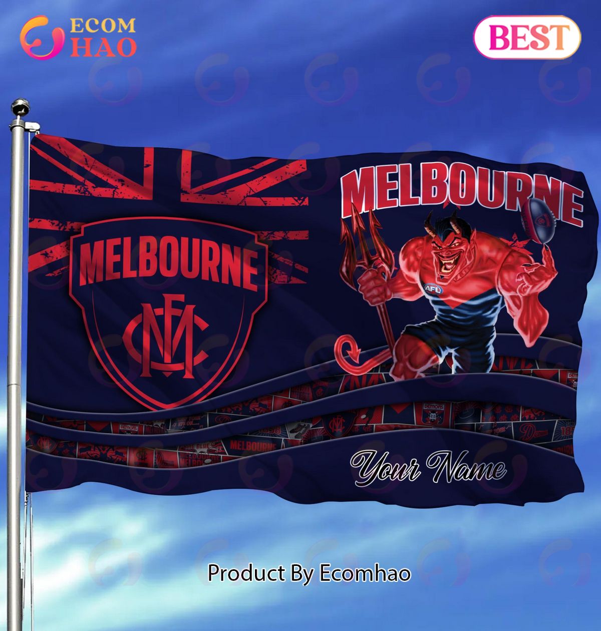 Melbourne Demons AFL Flag Custom Name