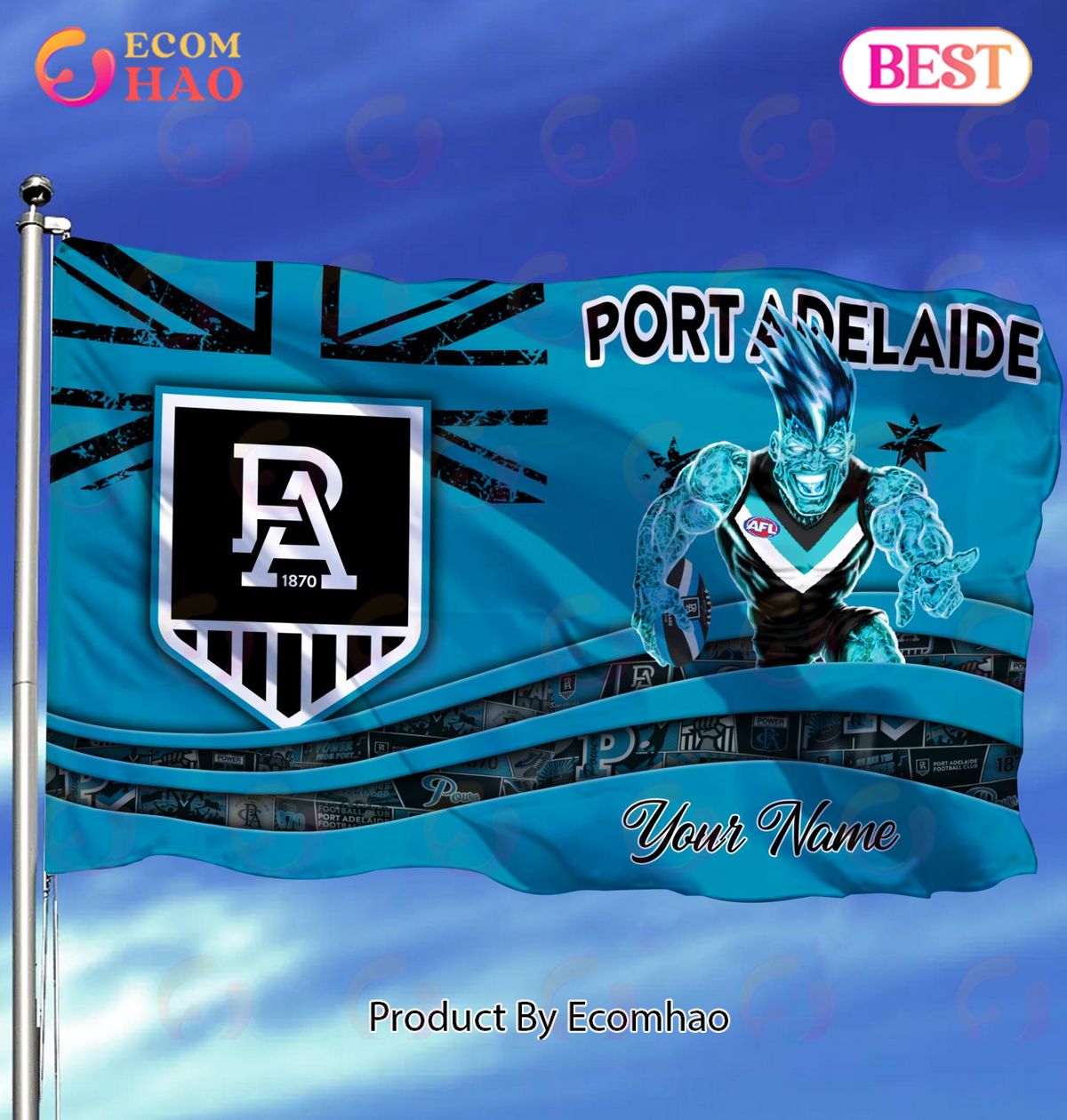 Port Adelaide Power AFL Flag Custom Name