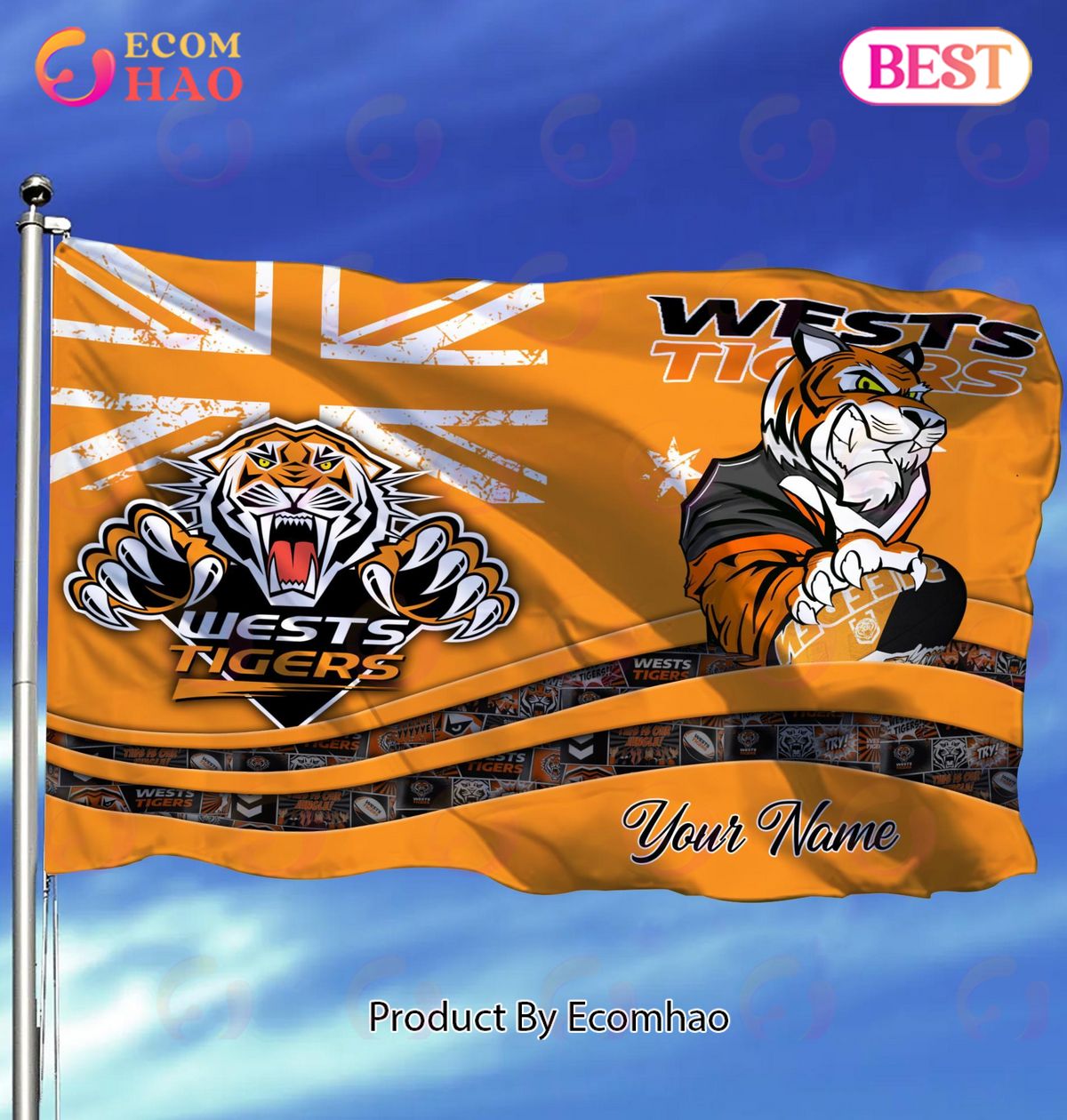 Wests Tigers NRL Flag Custom Name