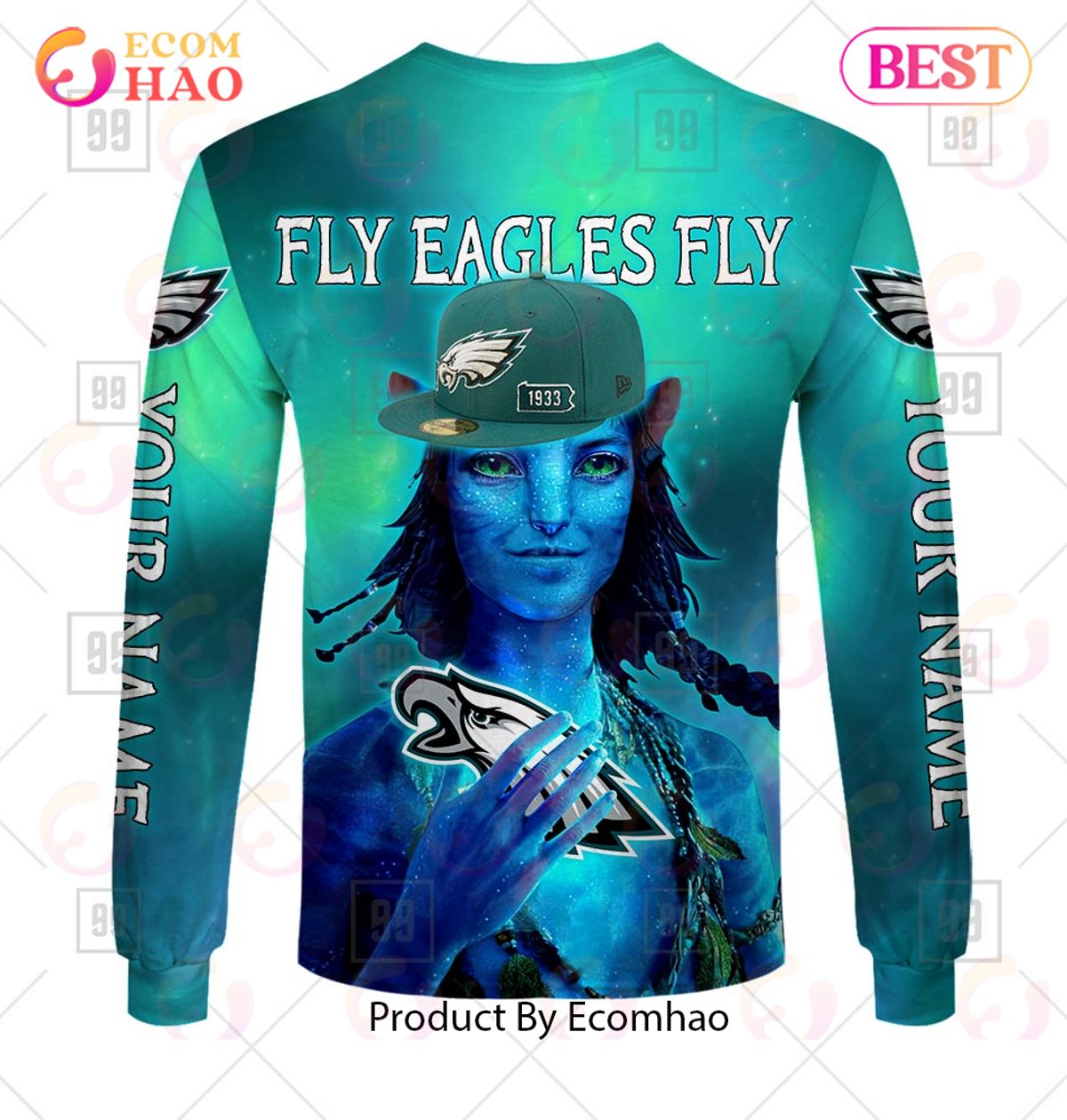 Personalized NFL Philadelphia Eagles 3D Hoodie Special Pink Tie