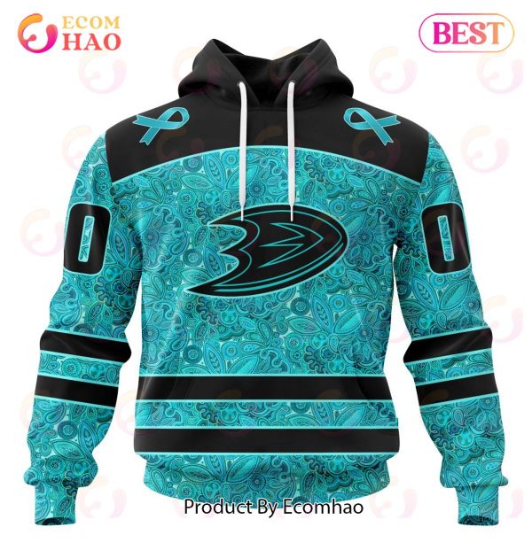 NHL Anaheim Ducks Special Design Fight Ovarian Cancer 3D Hoodie