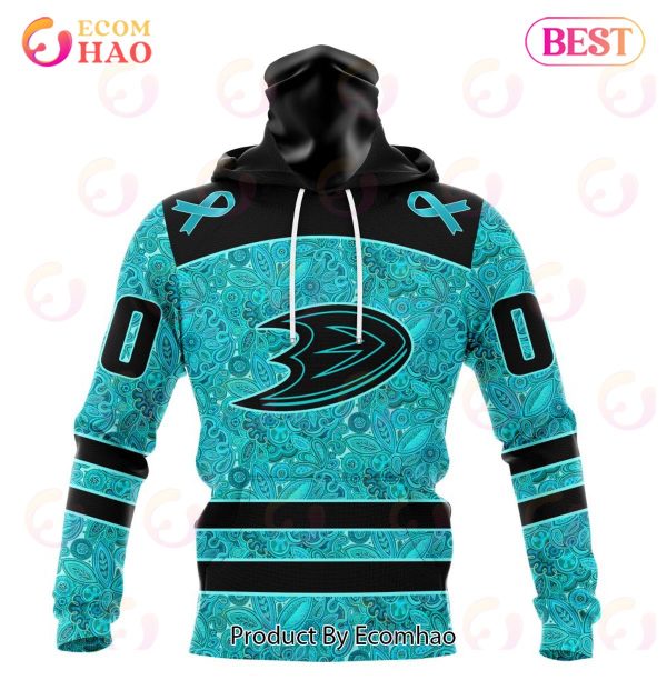 NHL Anaheim Ducks Special Design Fight Ovarian Cancer 3D Hoodie