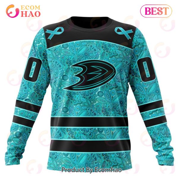NHL Anaheim Ducks Special Design Fight Ovarian Cancer 3D Hoodie