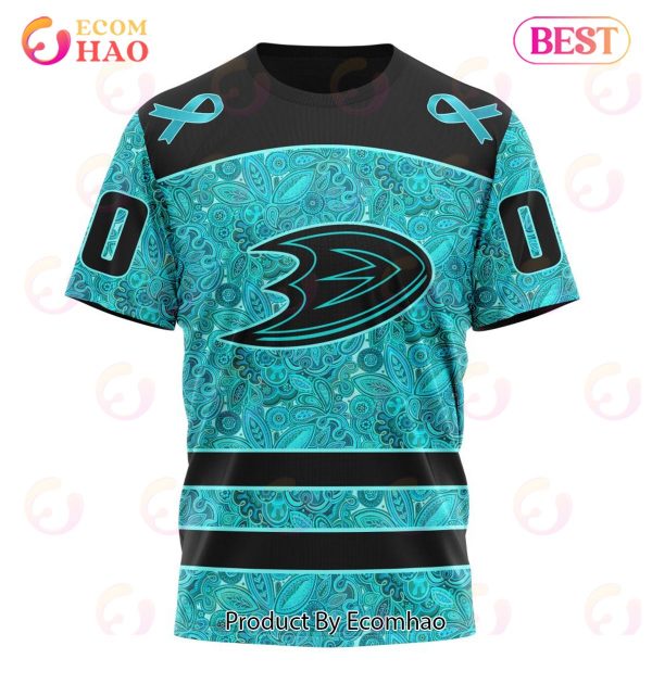 NHL Anaheim Ducks Special Design Fight Ovarian Cancer 3D Hoodie
