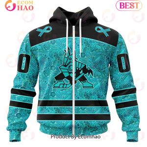NHL Arizona Coyotes Special Design Fight Ovarian Cancer 3D Hoodie