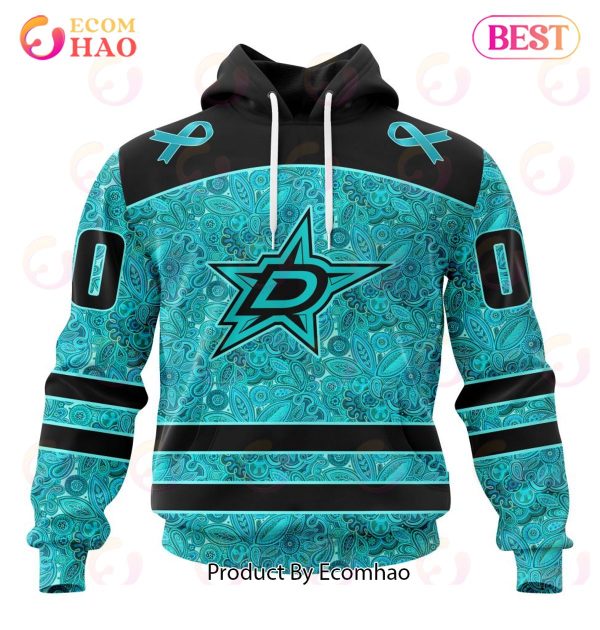 NHL Dallas Stars Special Design Fight Ovarian Cancer 3D Hoodie