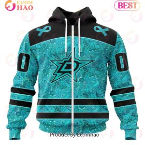 NHL Dallas Stars Special Design Fight Ovarian Cancer 3D Hoodie