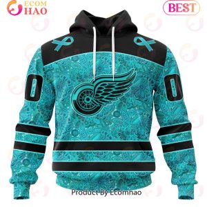 NHL Detroit Red Wings Special Design Fight Ovarian Cancer 3D Hoodie