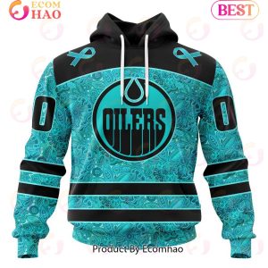 NHL Edmonton Oilers Special Design Fight Ovarian Cancer 3D Hoodie