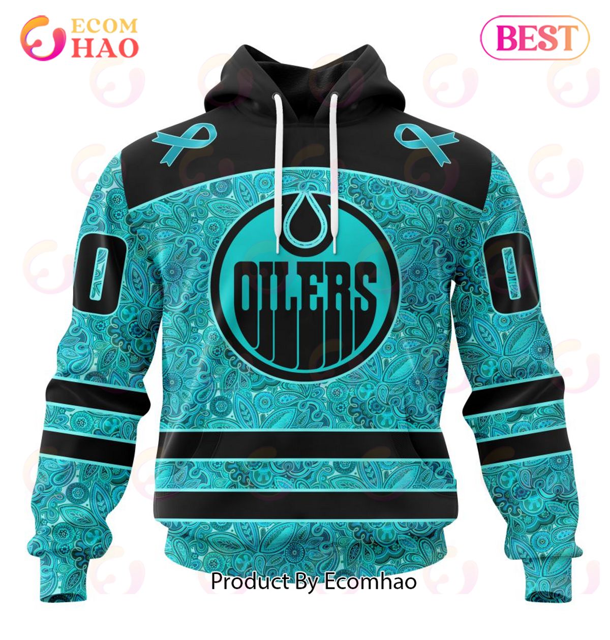 NHL Edmonton Oilers Special Design Fight Ovarian Cancer 3D Hoodie