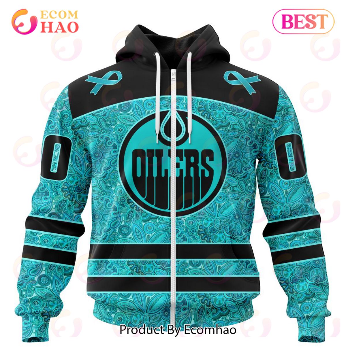 NHL Edmonton Oilers Special Design Fight Ovarian Cancer 3D Hoodie