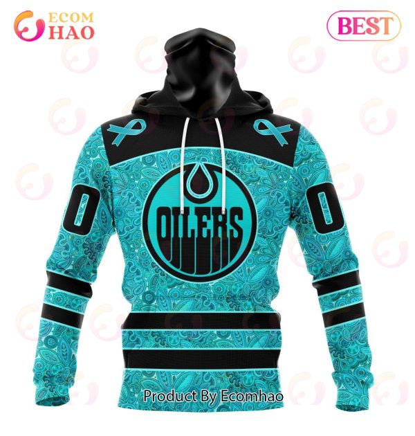 NHL Edmonton Oilers Special Design Fight Ovarian Cancer 3D Hoodie