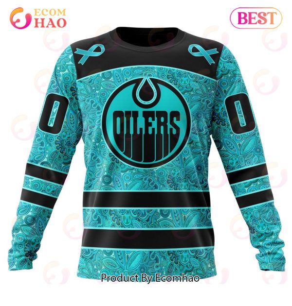 NHL Edmonton Oilers Special Design Fight Ovarian Cancer 3D Hoodie