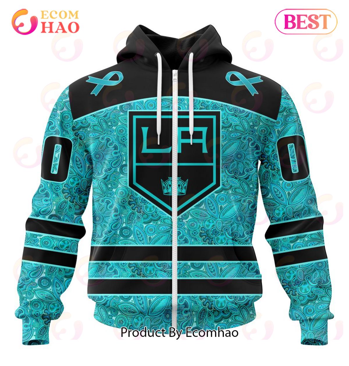 NHL Los Angeles Kings Special Design Fight Ovarian Cancer 3D Hoodie