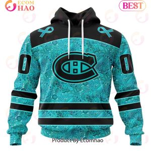 NHL Montreal Canadiens Special Design Fight Ovarian Cancer 3D Hoodie