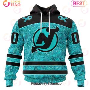 NHL New Jersey Devils Special Design Fight Ovarian Cancer 3D Hoodie