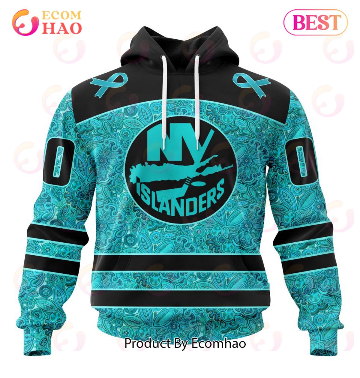 NHL New York Islanders Special Design Fight Ovarian Cancer 3D Hoodie