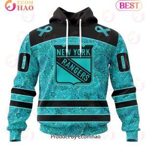 NHL New York Rangers Special Design Fight Ovarian Cancer 3D Hoodie