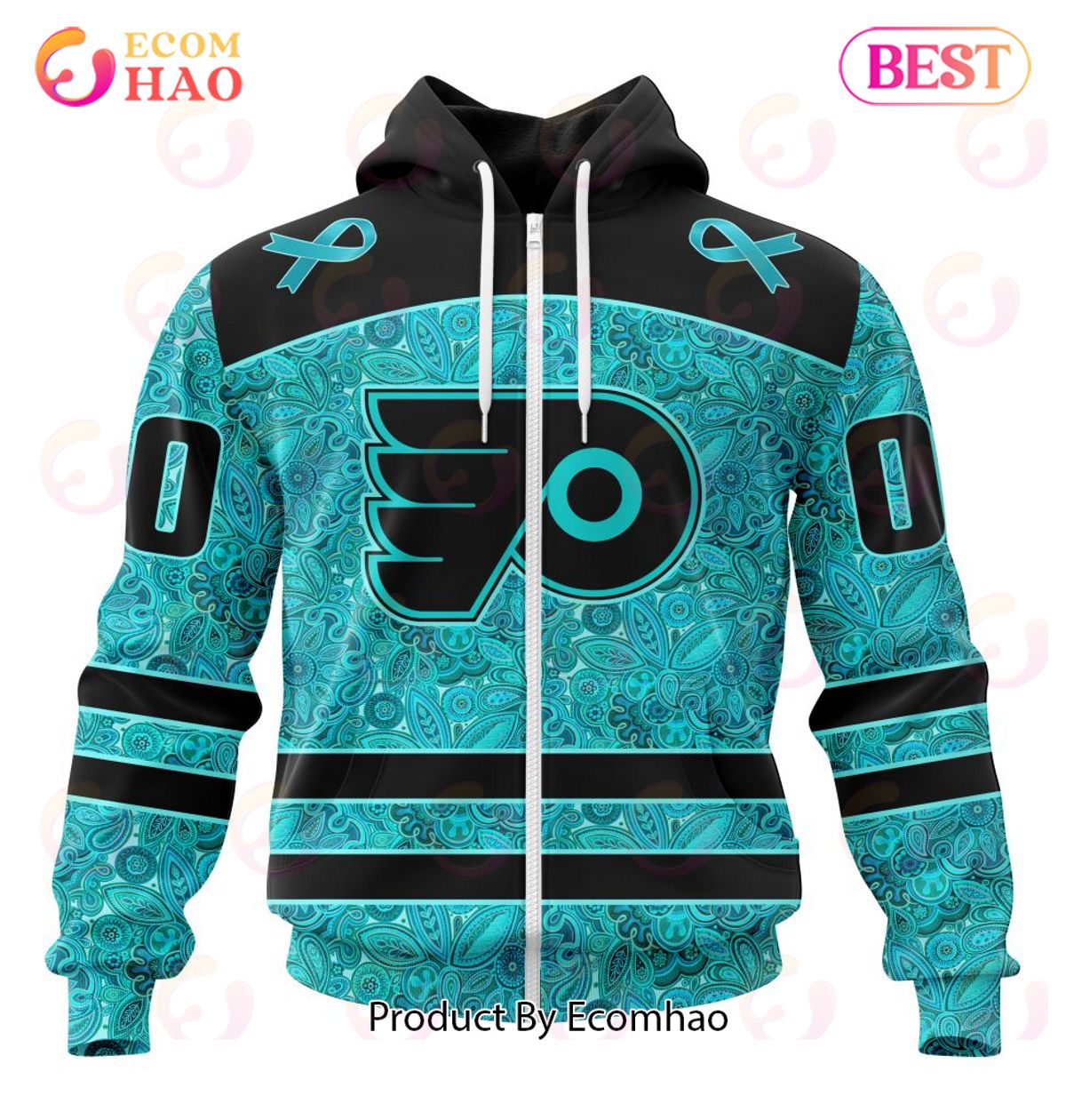 NHL Philadelphia Flyers Special Design Fight Ovarian Cancer 3D Hoodie