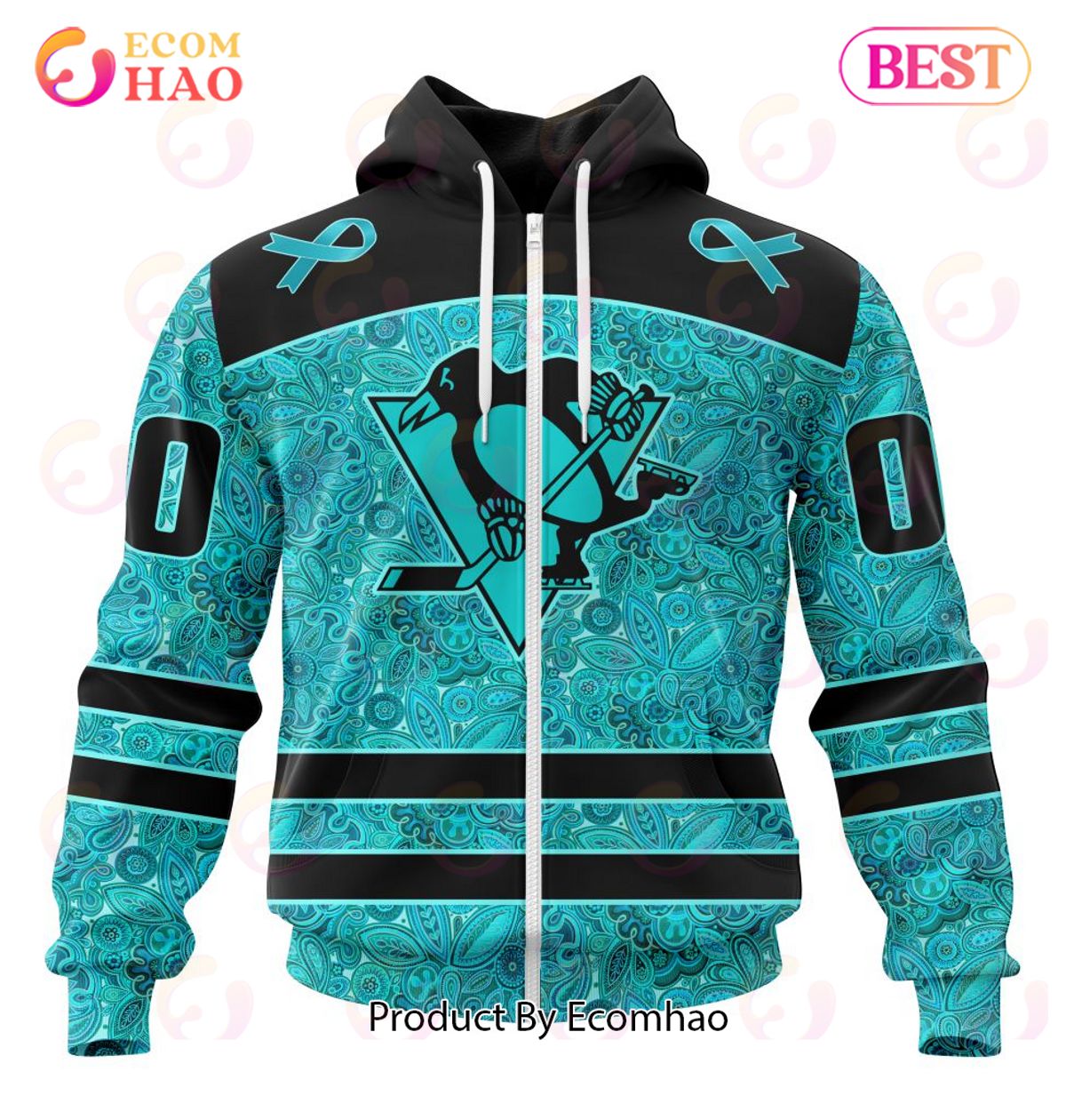 NHL Pittsburgh Penguins Special Design Fight Ovarian Cancer 3D Hoodie